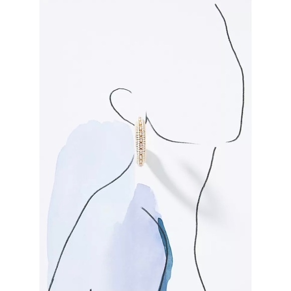 NEW! Anthropologie Embellished Wood Hoop Earrings - Picture 3 of 9